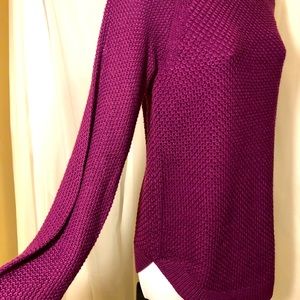 SO Purple sweater with scoop neck and patterned design. Size Small